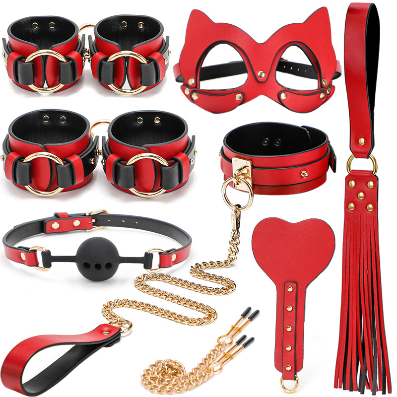 adult sex toys for woman wear leather bdsm bondage handcuffs sex toys black chain