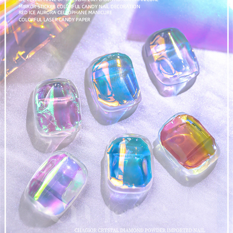 Hot sale nail aurora foil nail ice aurora film nail glass film sticker