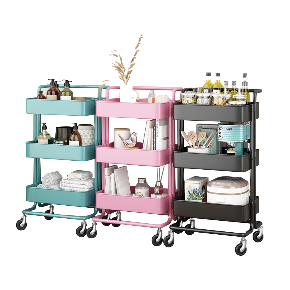 3 - Tier Kitchen Storage Rack Trolley Cart Rolling Storage And Organizer Storage Cart