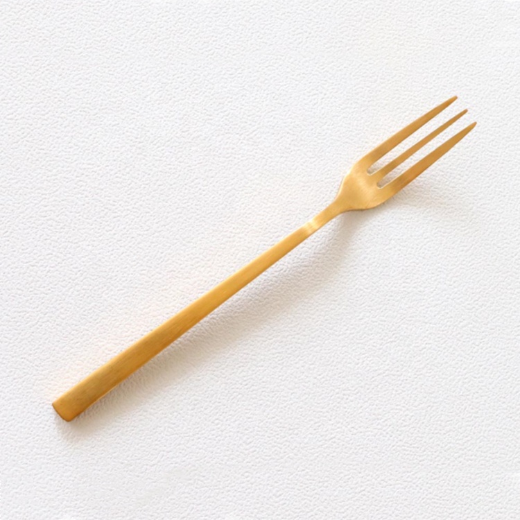 Plated Dinner Dessert Fork for Restaurant Kitchen Coffee Tea Cutlery Gold Japan Cotta Matte SS