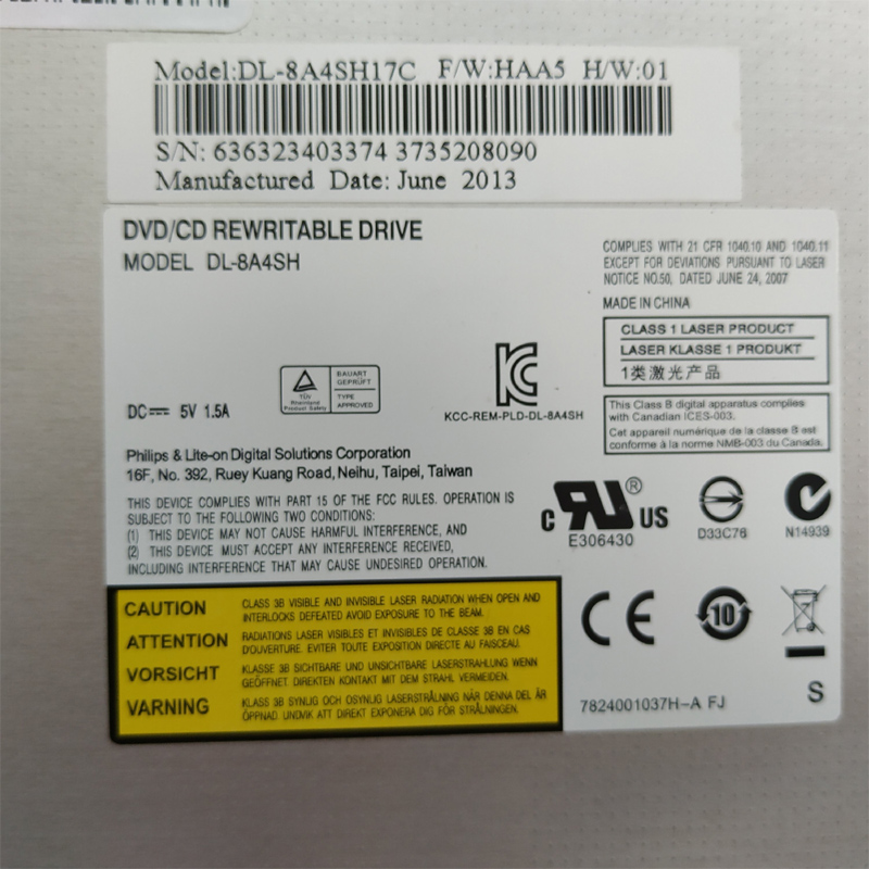 Новый флэш-накопитель DL-8A4SH SATA 12,7 мм для ноутбука DVD RW