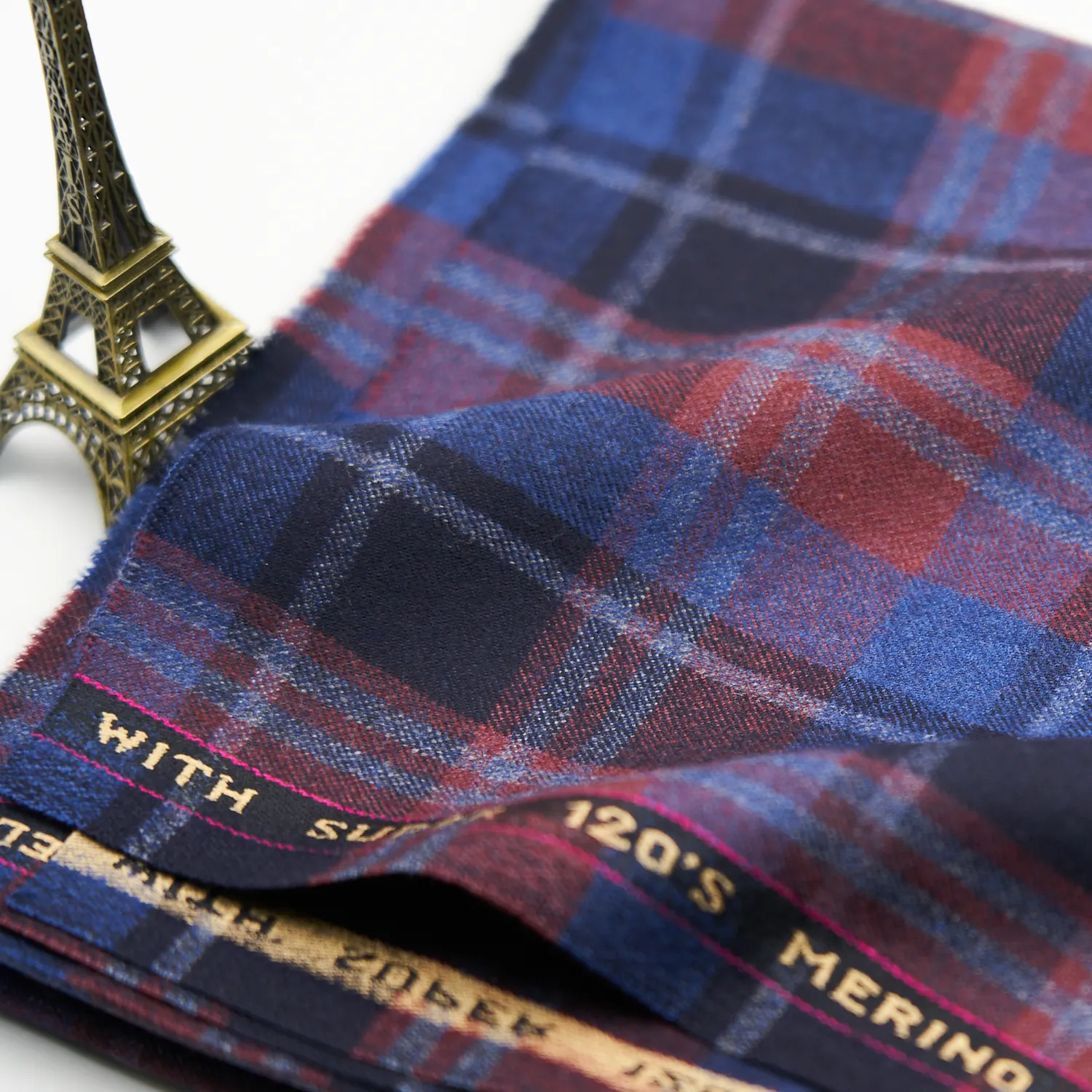 Italian 100 Merino Wool Suiting Tweed Tartan Fabric For Suit And Uniform