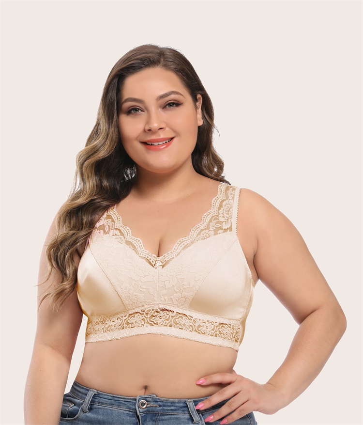 Hot selling big size bra sexy women breasted fat l plus size bra wireless fashion classical plump xl plus size bra