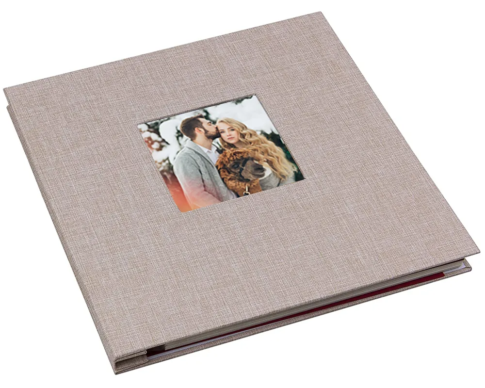 Linen hardcover stick photo album with 20 white inner adhesive sheet