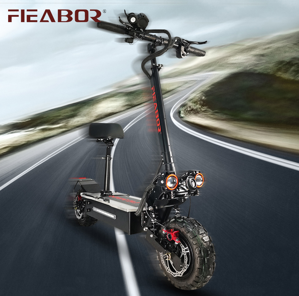 Fieabor Q06 11 дюймов 60V 26Ah 5600 Вт двойной приводной двигатель взрослый самокат Максимальная скорость: 75 км/ч со съемной сиденье