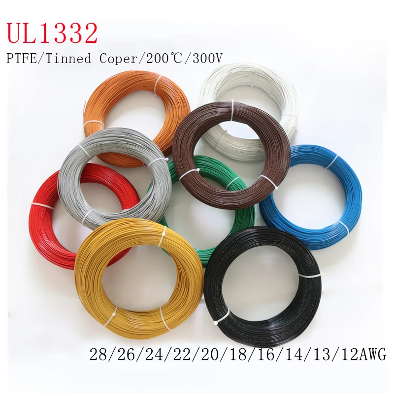 High Temperature UL1332 PTFE Electric Wire FEP Plastic Insulated Cable 300V 28/26/24/22/20/18/16/14/13/12AWG