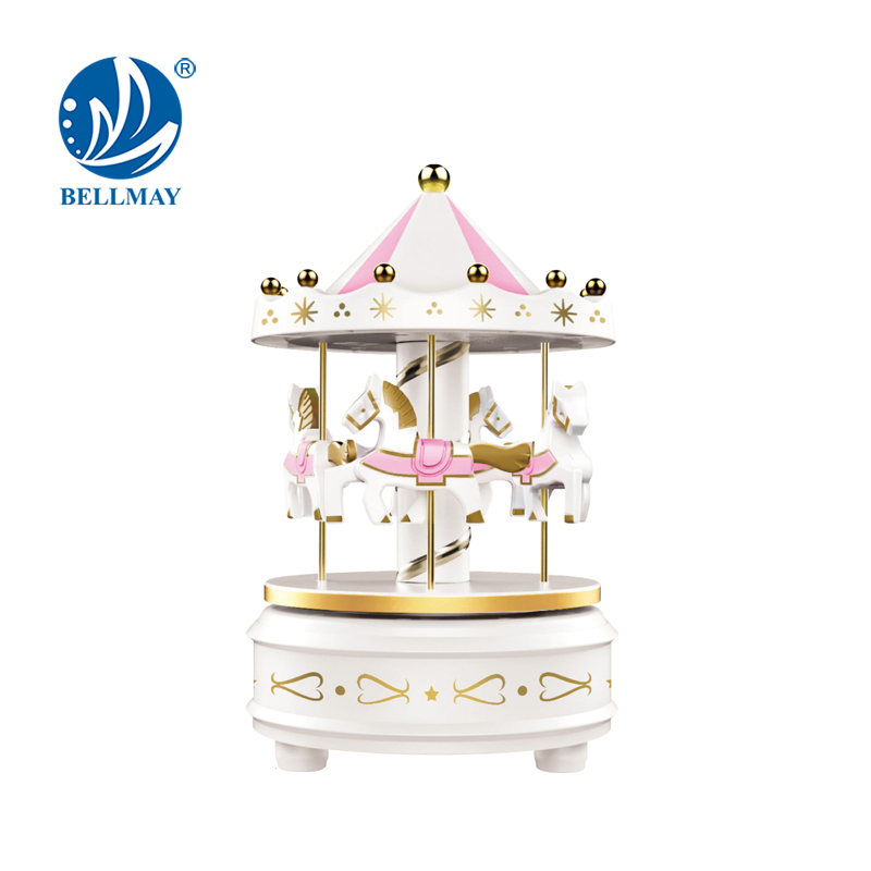 Bemay Toy Wind-up Carousel Music Box with Light And Music