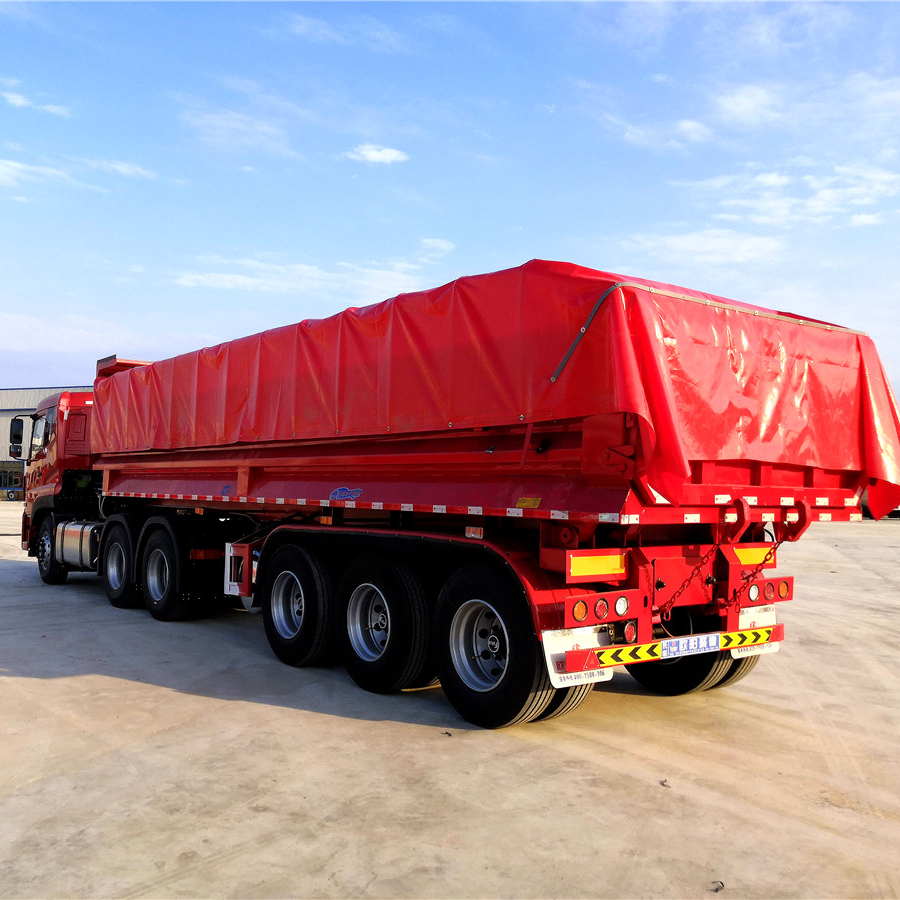 2020 new design 3 axles strong strength steel U Shape Tipper Semitrailer with pvc tarpaulin hooks on Sale