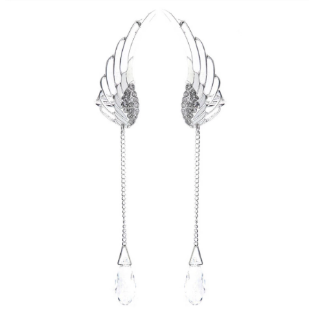 2019 New Silver Plated Angel Wing Stylist Crystal Earrings Drop Dangle Ear Stud For Women Long Cuff Earring Bohemia Jewelrys