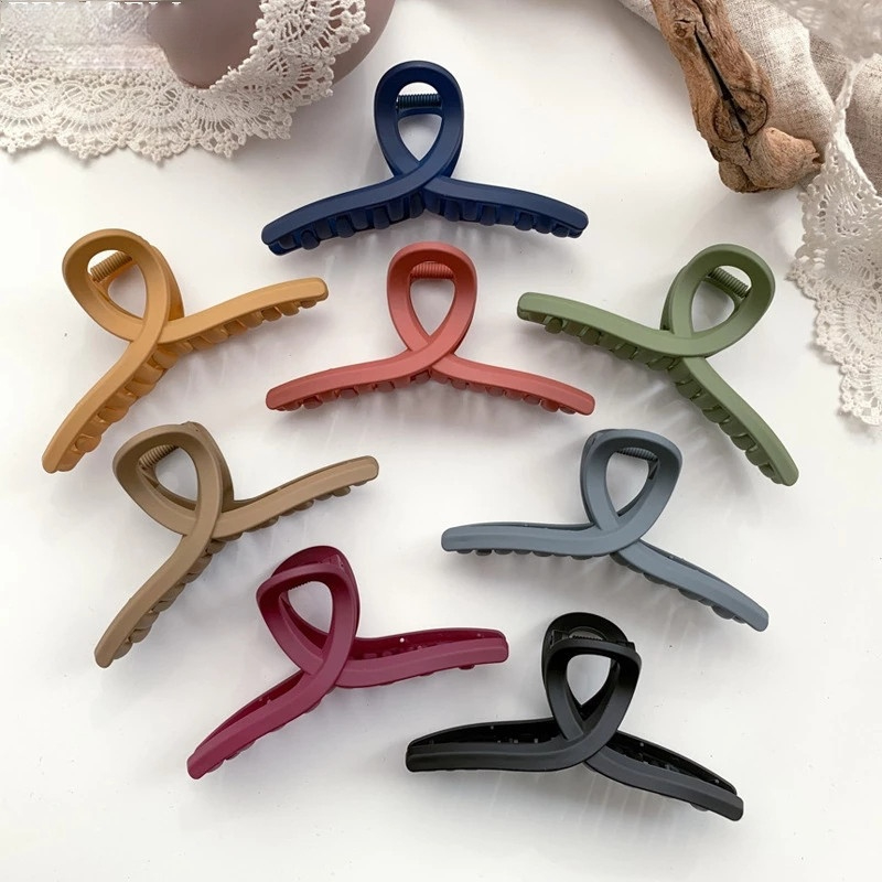 Fashion Korea Hair Accessories Simple Crossed Design Large Grip Hair Clips Pure Solid Color Acrylic Plastic Hair Claw For Women