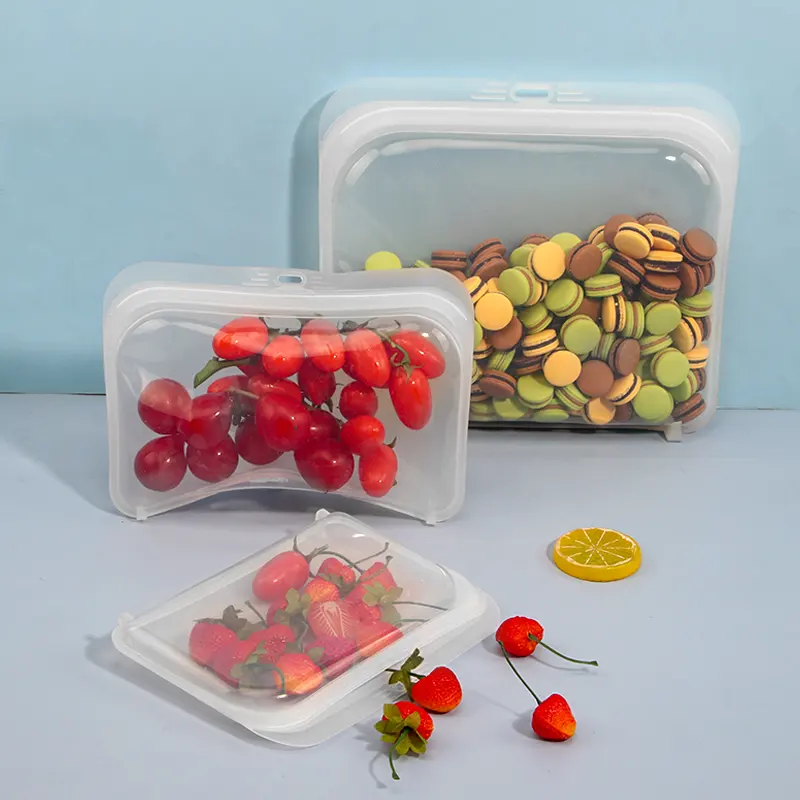 Portable Picnic Food Ziplock Bag Oatmeal Sandwich Snack Gallon Bag Reusable Silicone Food Storage Bag