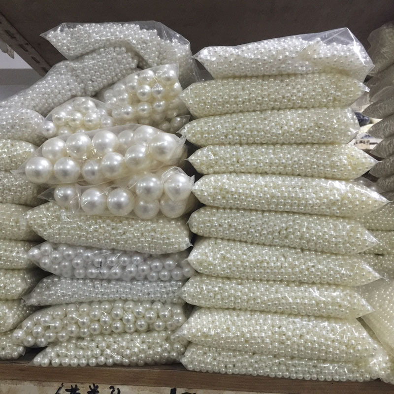 Factory Wholesale Super Quality ABS plastic Pearls With Hole For Garment Loose beads Round plastic ABS Pearls