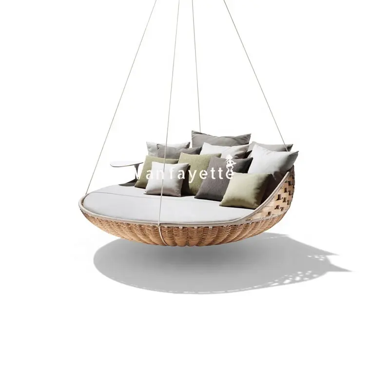 Round Rattan Round Swing Bedrattan Hanging Bed Patio Swing Chair Wicker Furniture Porch Swing Bed
