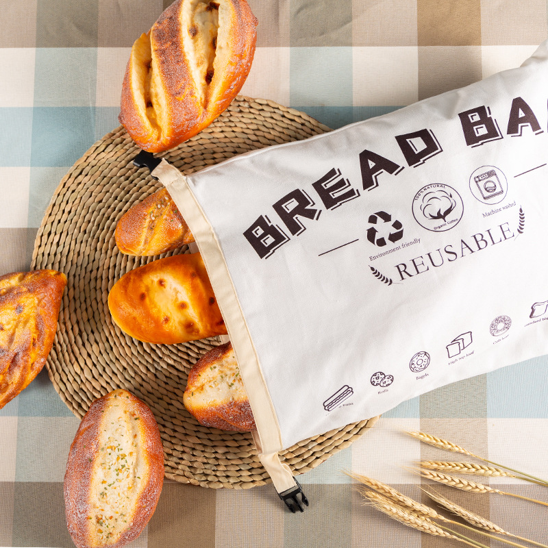 Reusable Organic Cotton Bread Bags Food Grade Recycled Storage Pouch For Foods Bread Bags