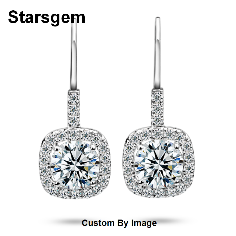 Starsgem Муассанит и лабораторные серьги с выращенными бриллиантами, женские золотые серьги с крючками