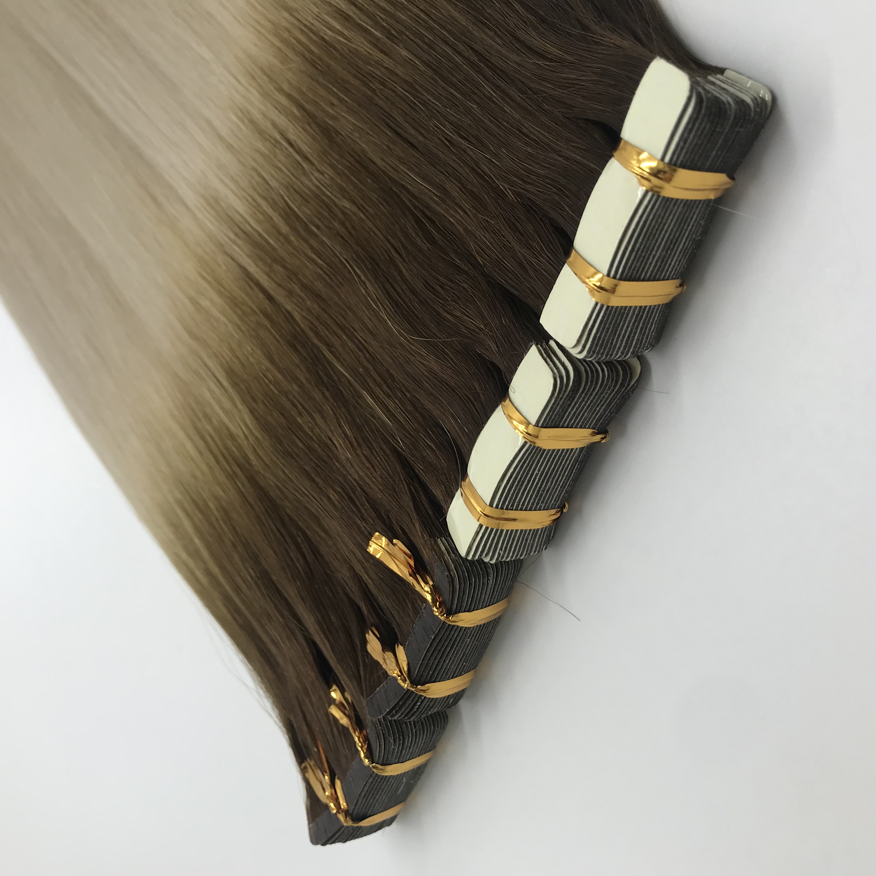 factory directly supplier remy 100% human skin weft invisible double drawn hair extension ombre color hair