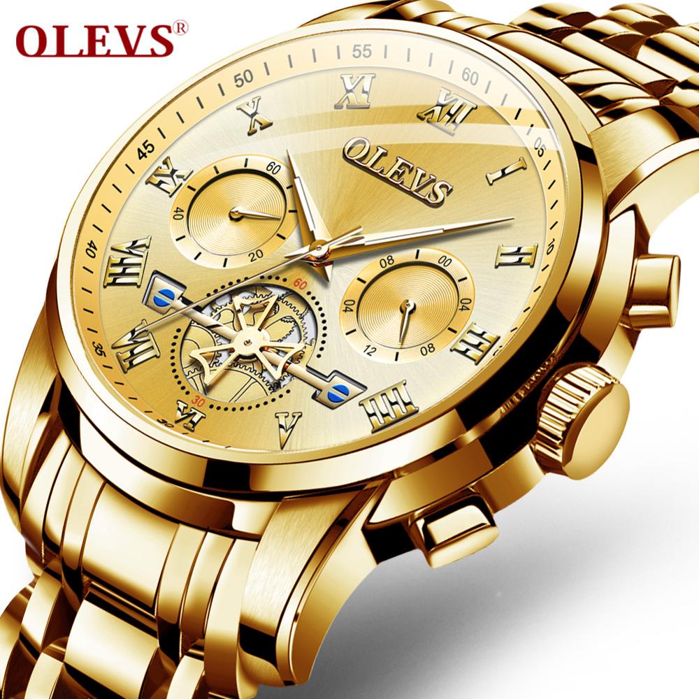 OLEVS 2859 модные деловые мужские автоматические механические часы tourbillon из логотипов мульти-часового пояса сталь часы класса люкс кварцевые наручные часы