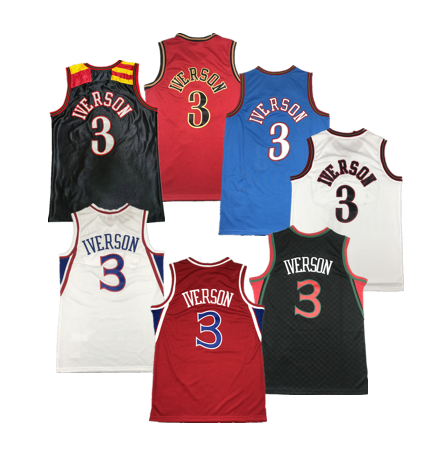 Черно-белые баскетбольные трикотажные изделия Iverson, трикотажные изделия Iverson No. 3 Hoyas, трикотажные изделия для баскетбола Iverson georgtown