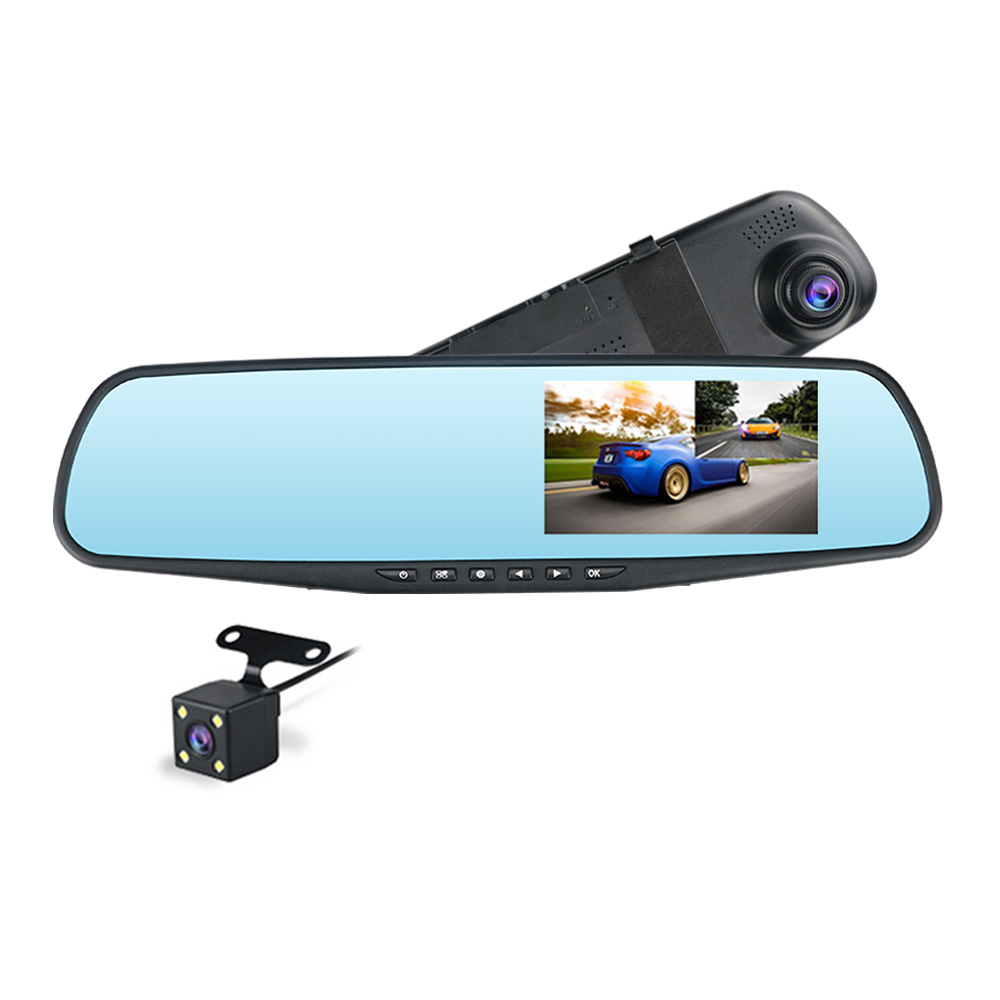 4.3" Rearview Mirror 1080P Car Black Box Dash Cam Dual Record Video Camera for Car DVR