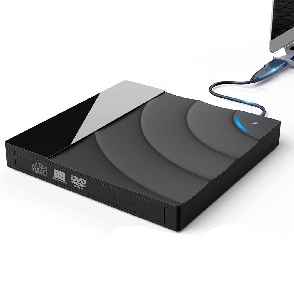 Raycue USB 3,0 и Тип C Внешний DVD проигрыватель компакт-дисков CD-RW горелки и чтения