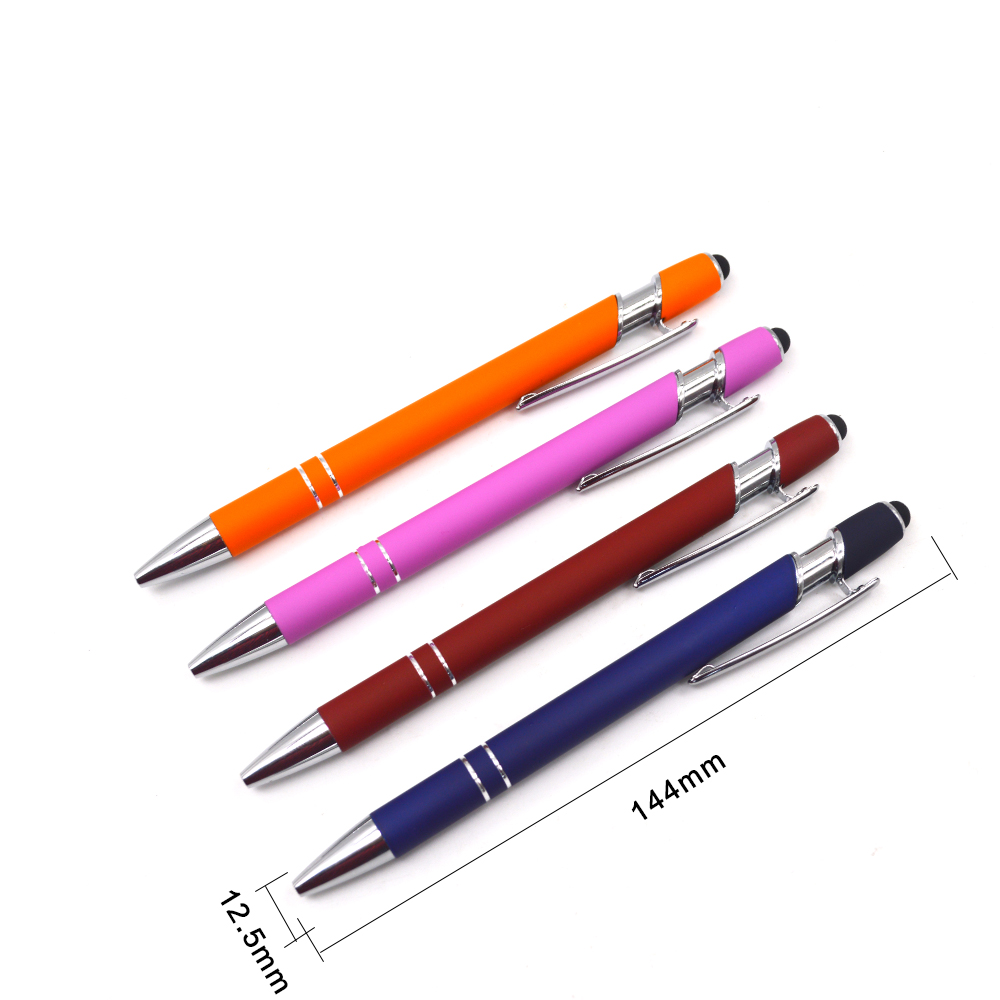 aluminum material with rubber finish matte pen in stylus pen for phone with ballpoint pen