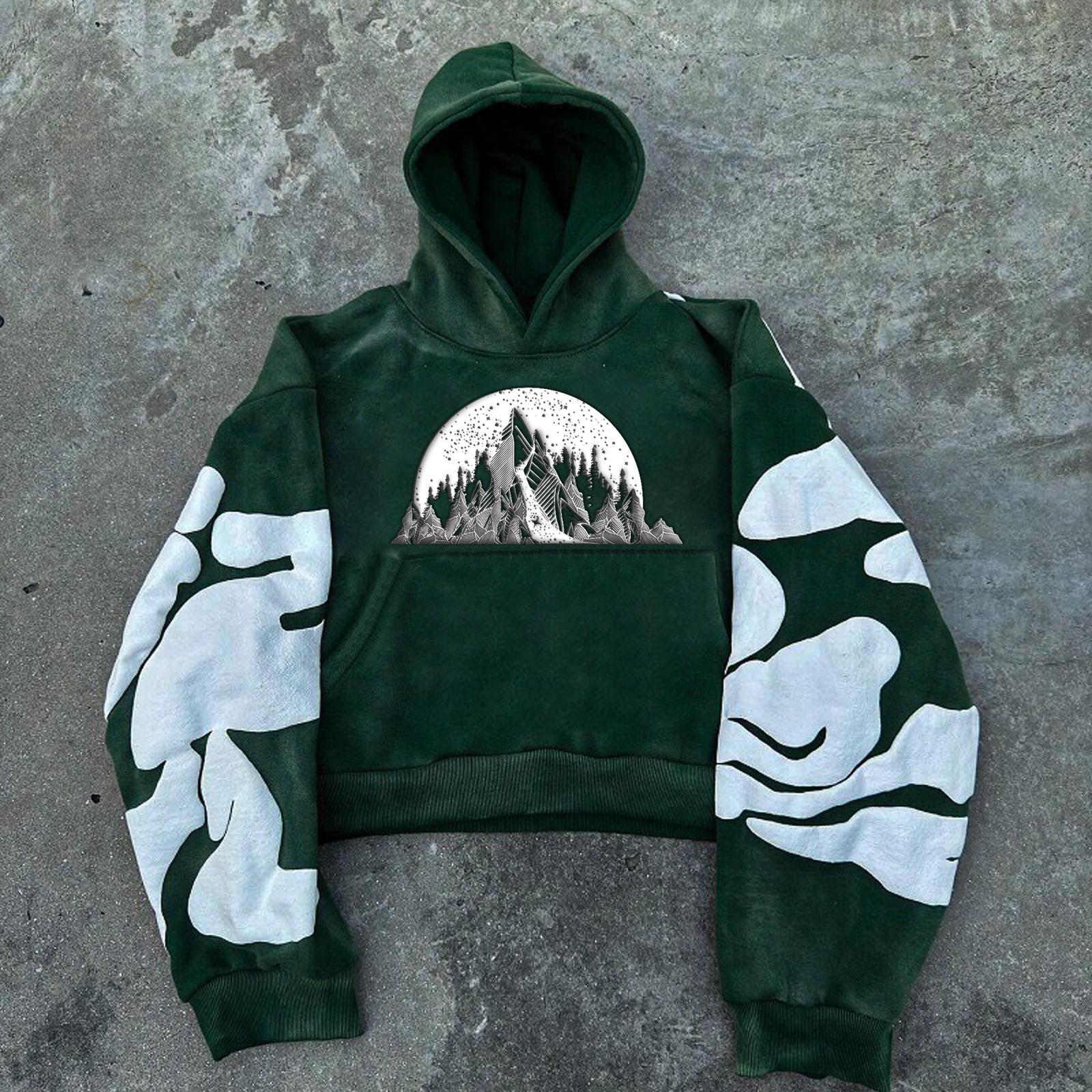 Custom Streetwear Acid Wash Hoodie Heavyweight Cotton Pullover Blank Oversized Puff Print Custom Hoodie Men