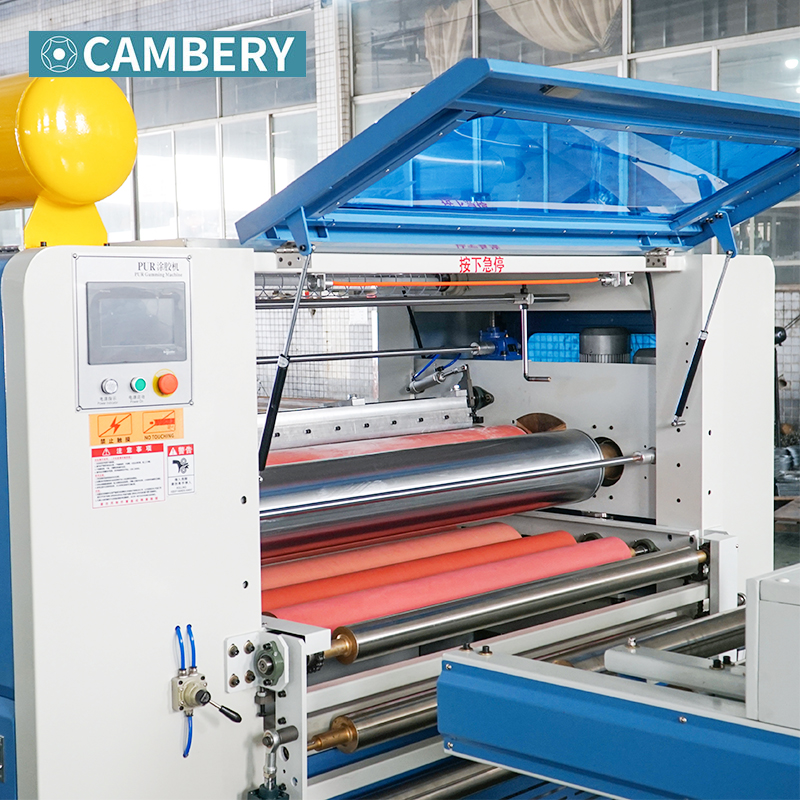 hot melt glue rolling PUR laminate line machine chipboard honeycomb wood panel PVC PUR laminating line
