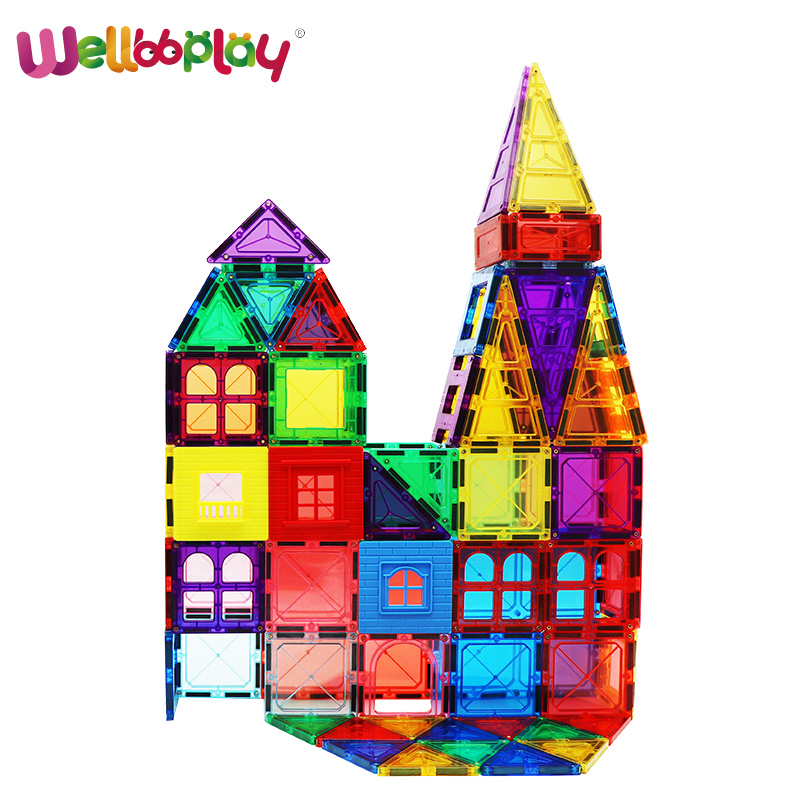 100pcs Magnetic Tiles for Boys and Girls Plastic Magnet Blocks Building for Kids