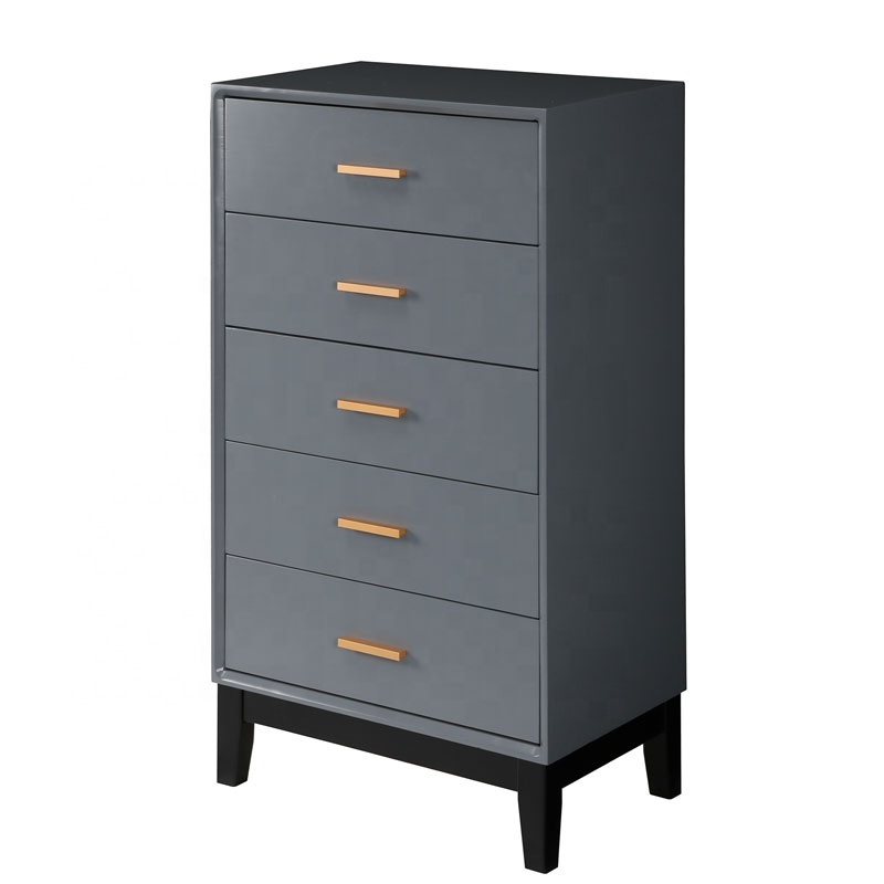 Modern Pine Wood 5-Drawer Tall Dresser for Bedroom and Living Room Storage