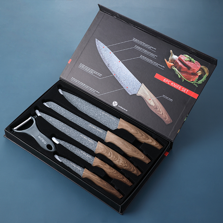Подарочная цветная коробка с деревянной ручкой 3Cr13 из нержавеющей стали 6 шт. острых ножей набор кухонных ножей
