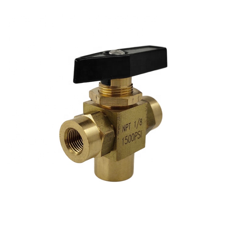 Латунь 3-ходовой шаровой клапан 1/8 "NPT панель приборов дисплей 1500 фунтов на квадратный дюйм L порт