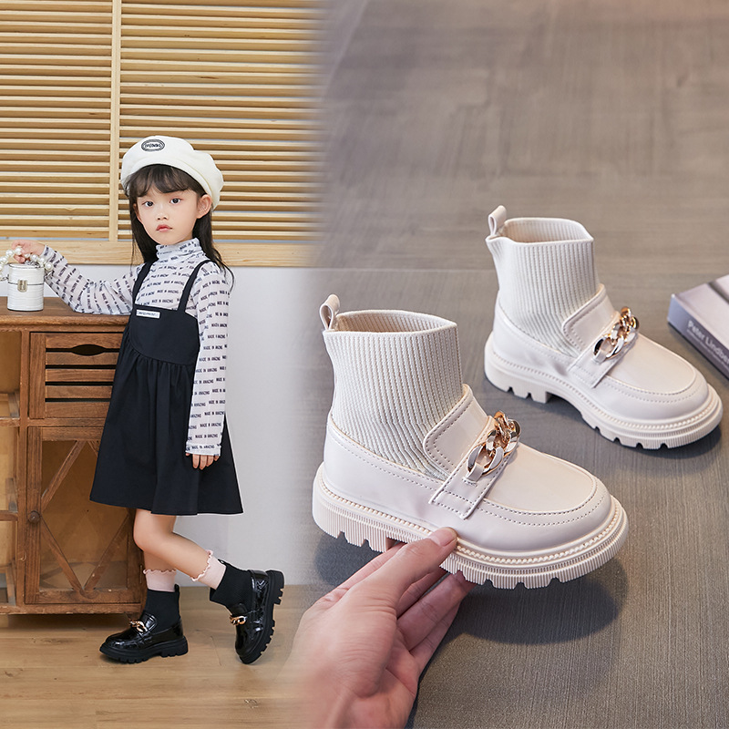 TX New autumn children's fashion brand purple knitted breathable stretch children's boots