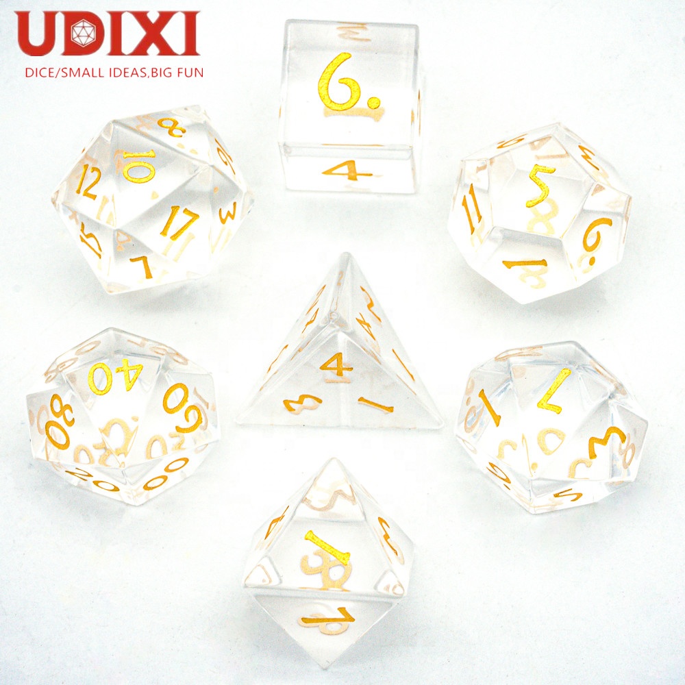 Udixi Transparent Glass Role-playing Gemstone Dice Dungeons and Dragons Dice