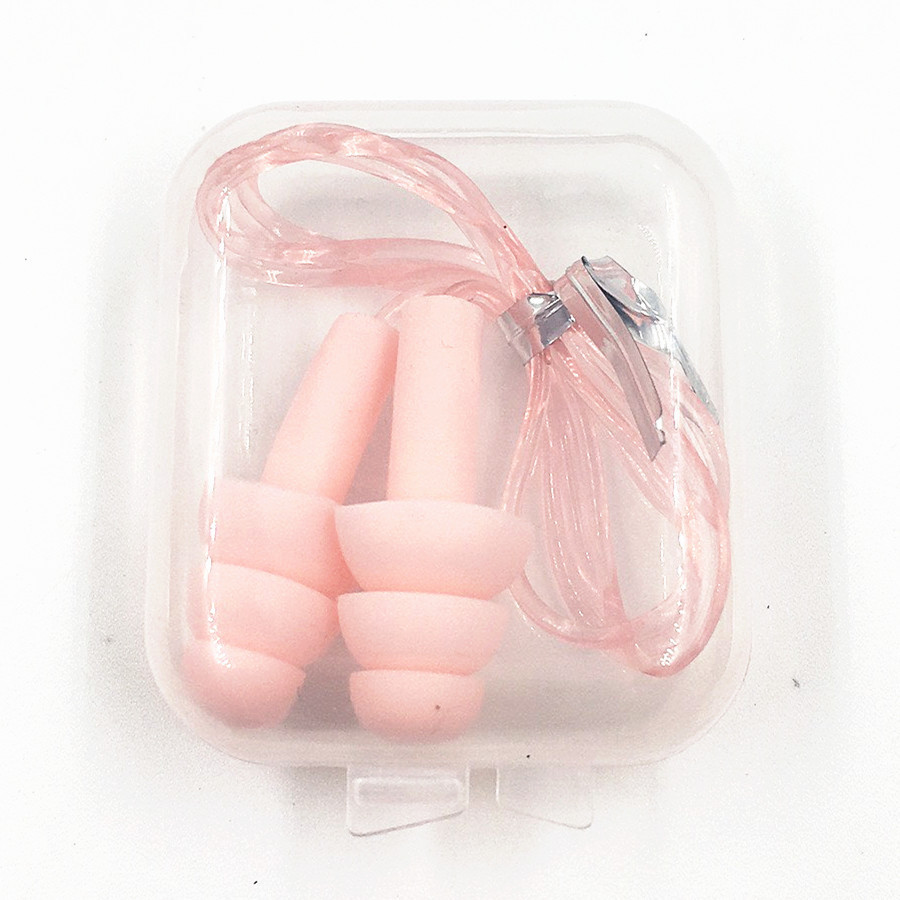 1 box-packed comfort earplugs noise reduction silicone Soft Ear Plugs PVC rope Earplugs Protective for Swimming for sleep