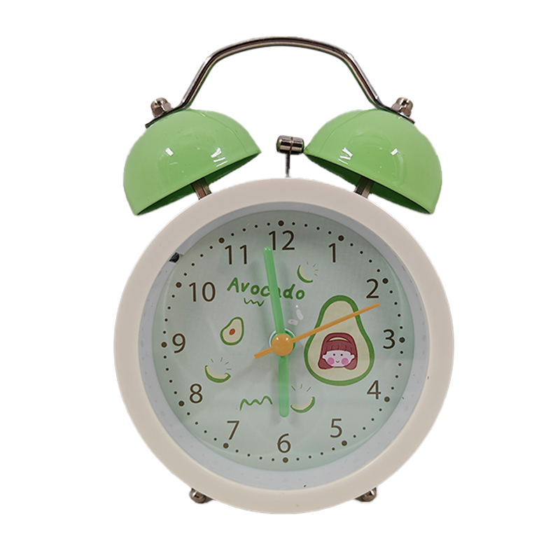 Home decoration metal double bell fruit series 3 inch alarm clock