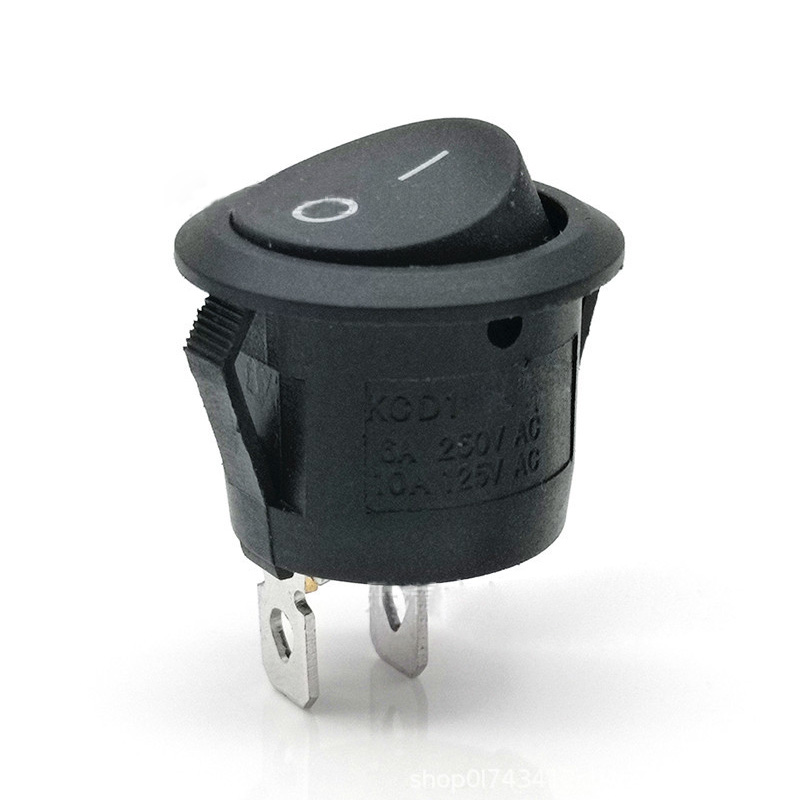 Interruptor basculante de 2 pines tipo redondo color negro10A 250v