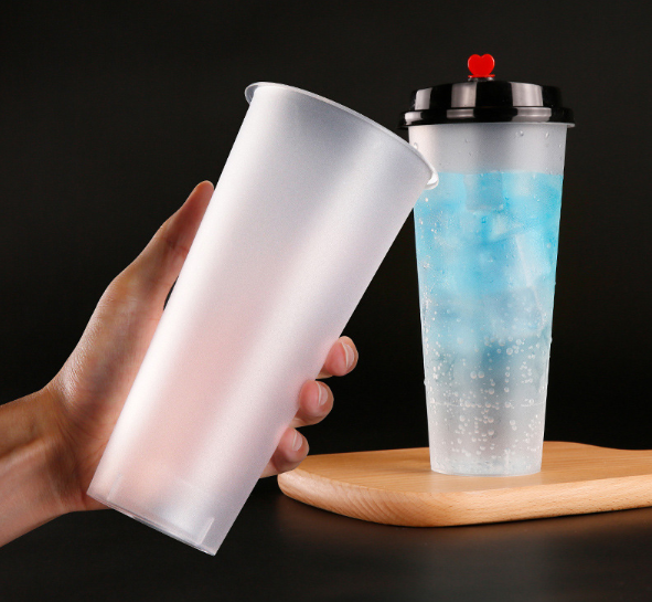 Multiple capacity high quality frosted juice and bubble tea 500ml plastic cup