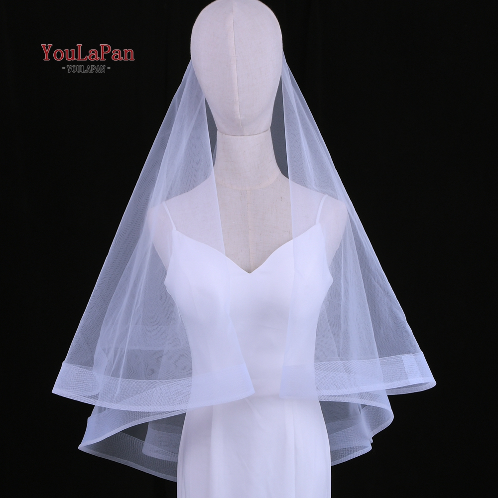 YouLaPan V69 Elegant Bridal Veil Multilayer Wedding Dress Waist Length Wedding Veil With Hair Comb