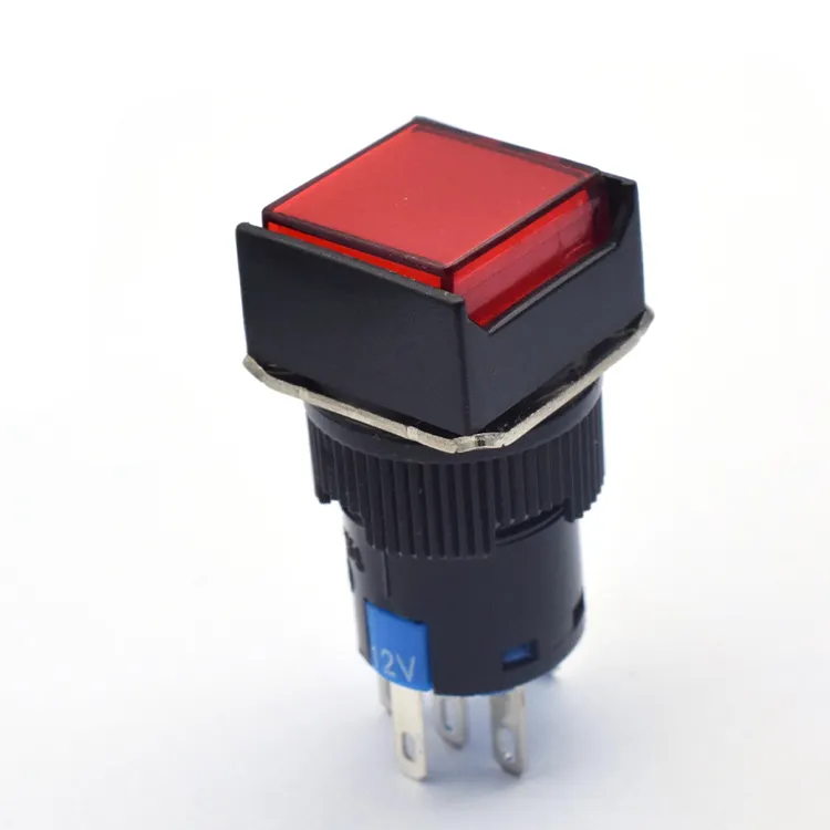 LA160-16A CE 5A 250V Self-reset Push Button Switch Illuminated Momentary Square Push Button Switch With Light