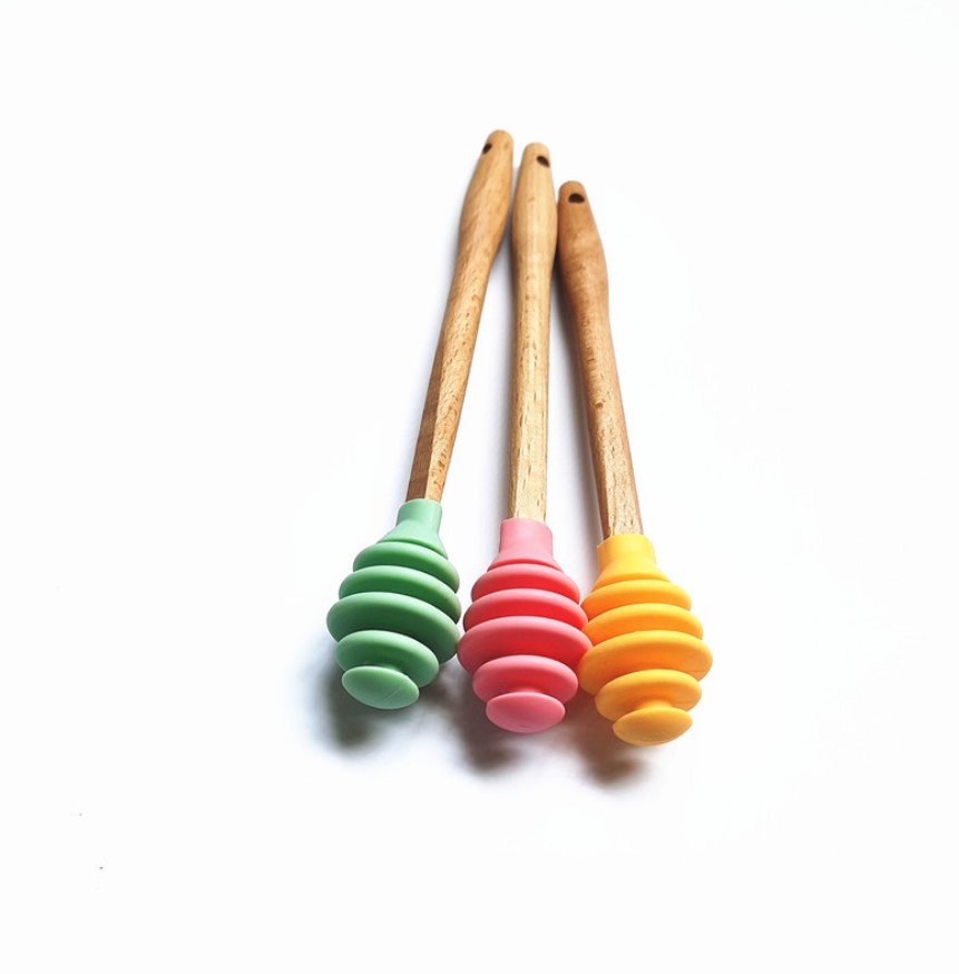 Silicone Honey Spoon Coffee Stirrer Dipper Long Handle Stirring Rod Kitchen Tools