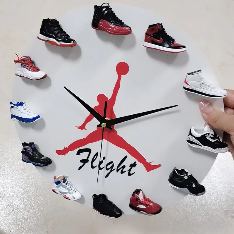 gift decorate clock custom AJ  home decor diy sneaker 3d wood  jordan nike shoes clock silent wall clocks