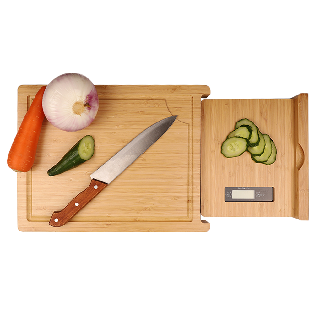Bamboo Natural Wood Intelligent Chopping Block Cutting Board with Electronic Scales for Kitchen Utensils