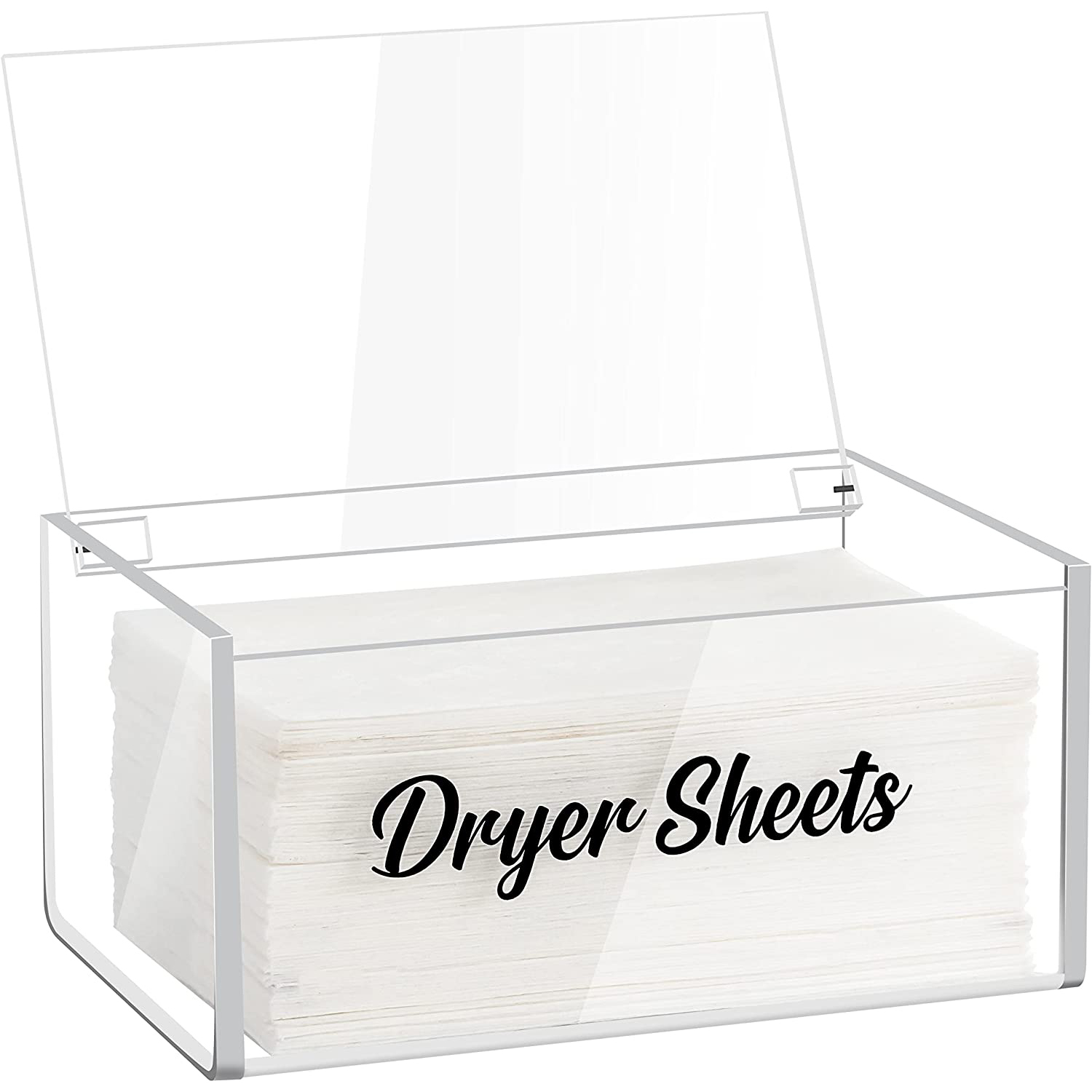 Clear Dryer Sheet Dispenser Fabric Softener Sheets Container Storage Box Acrylic Dryer Sheet Holder for Laundry Room
