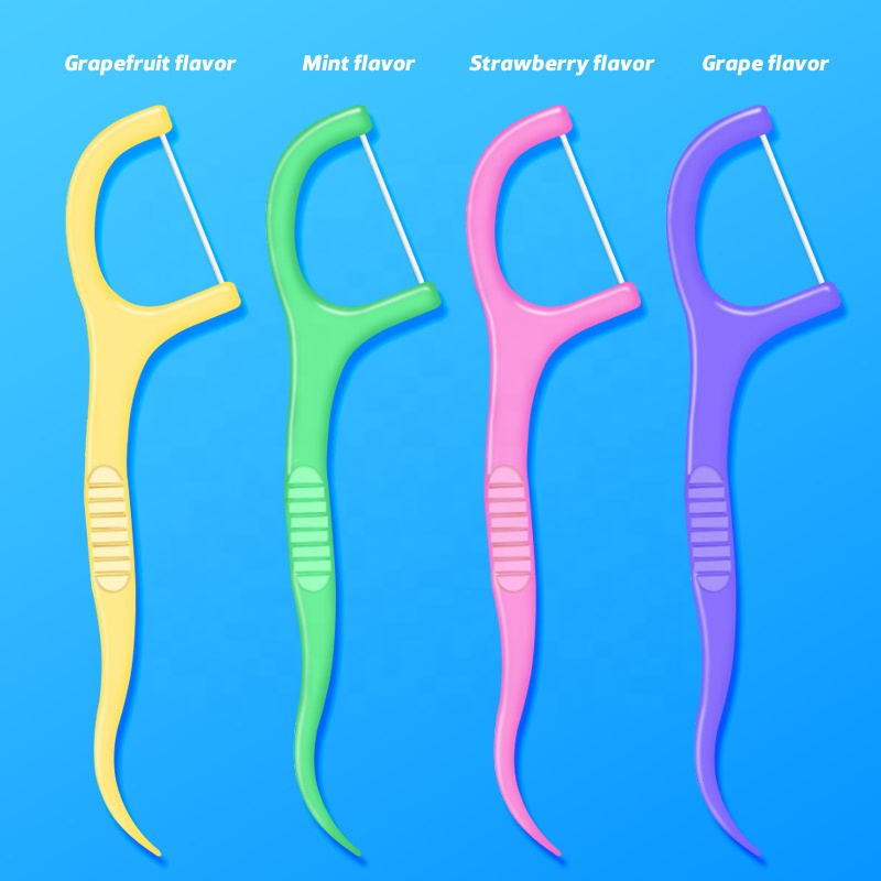 Private Label Colored Fruit Flavor Oral Tooth GUM Care Plastic Flosser Toothpick Dental Floss Pick