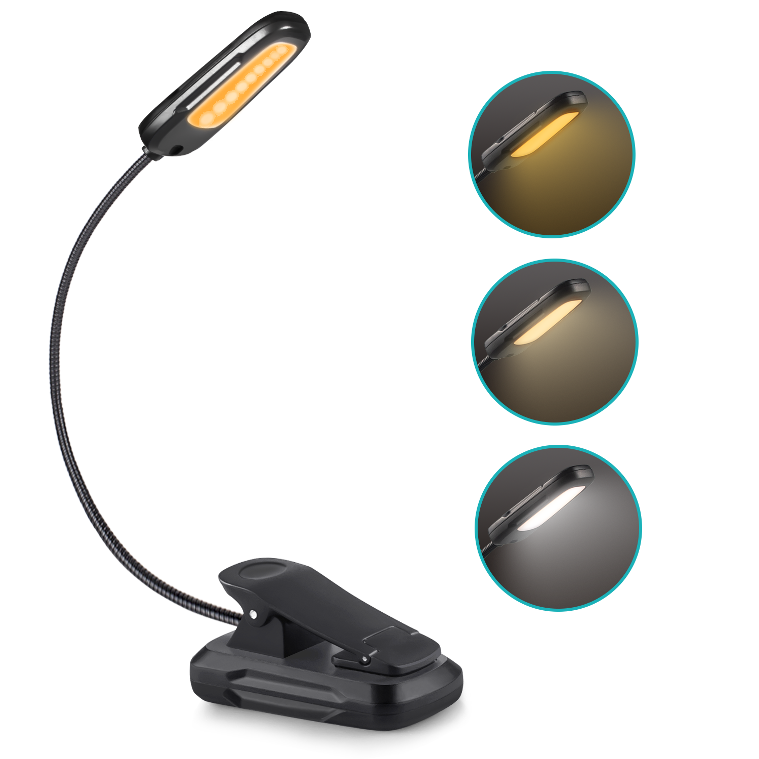 Wholesale Small Adjustable 9 LED Book Lights  Clip On Book Lights for Reading at Night with Amber Warm Light