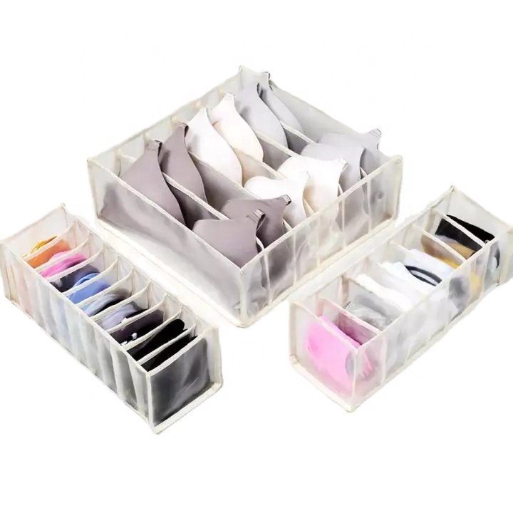 3in1 Nylon Mesh Underwear Storage Box Artifact Large Capacity Drawer Type Socks Underwear Bra Fabric Storage Bag Bra Sock Pantir