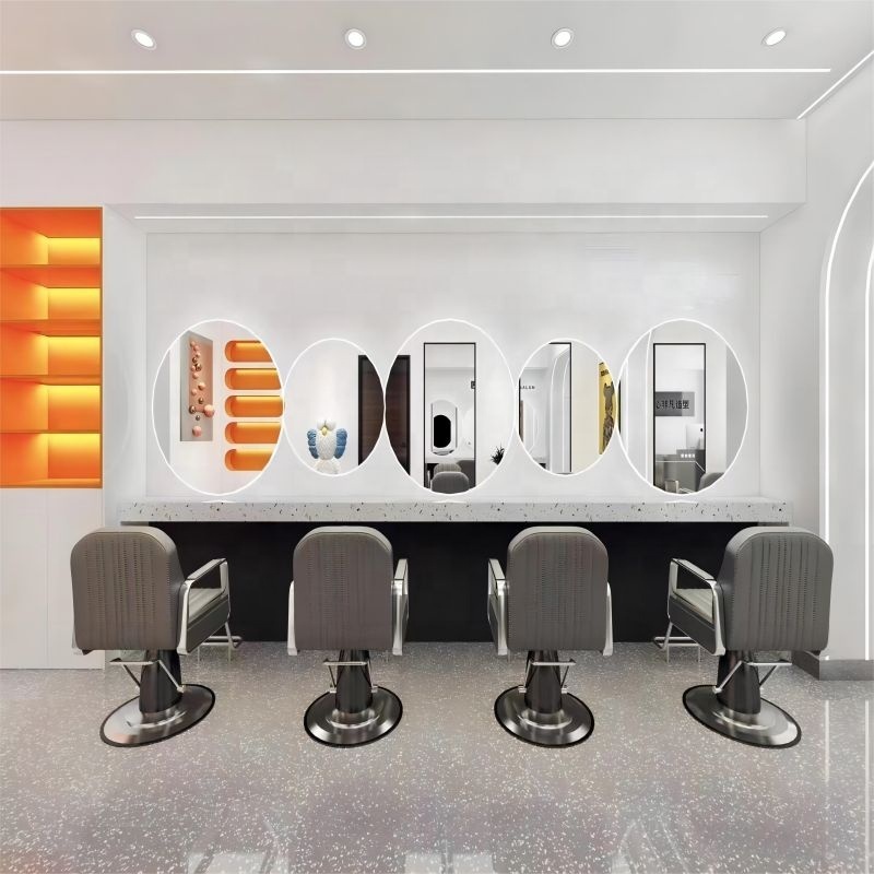 Beauty Make Up Oval Small Hair Salon Equipment Hair Salon Set Furniture Mirror Station