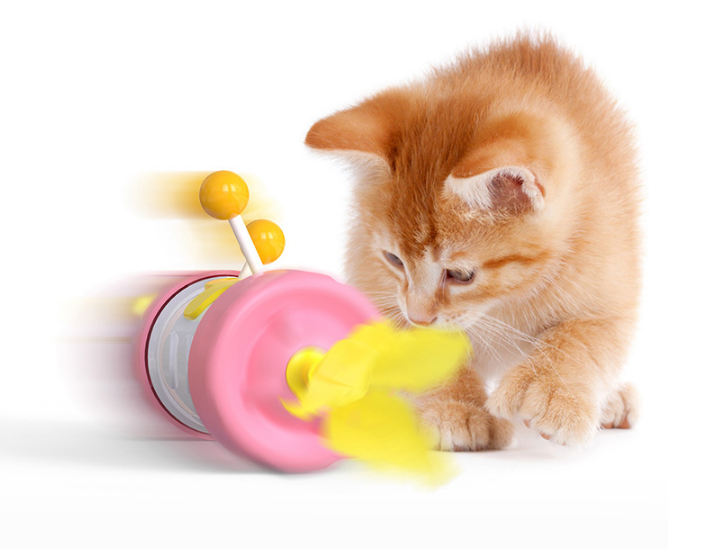 Anti-boring magic wheel cat toy artifact Feather funny cat car interactive toys cat feather toys