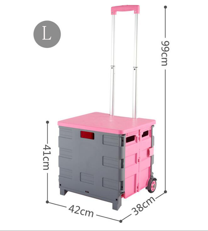Plastic Rolling Hand Pull Push Tool Supermarket Trolley Foldable Utility Folding Shopping Cart Trolley