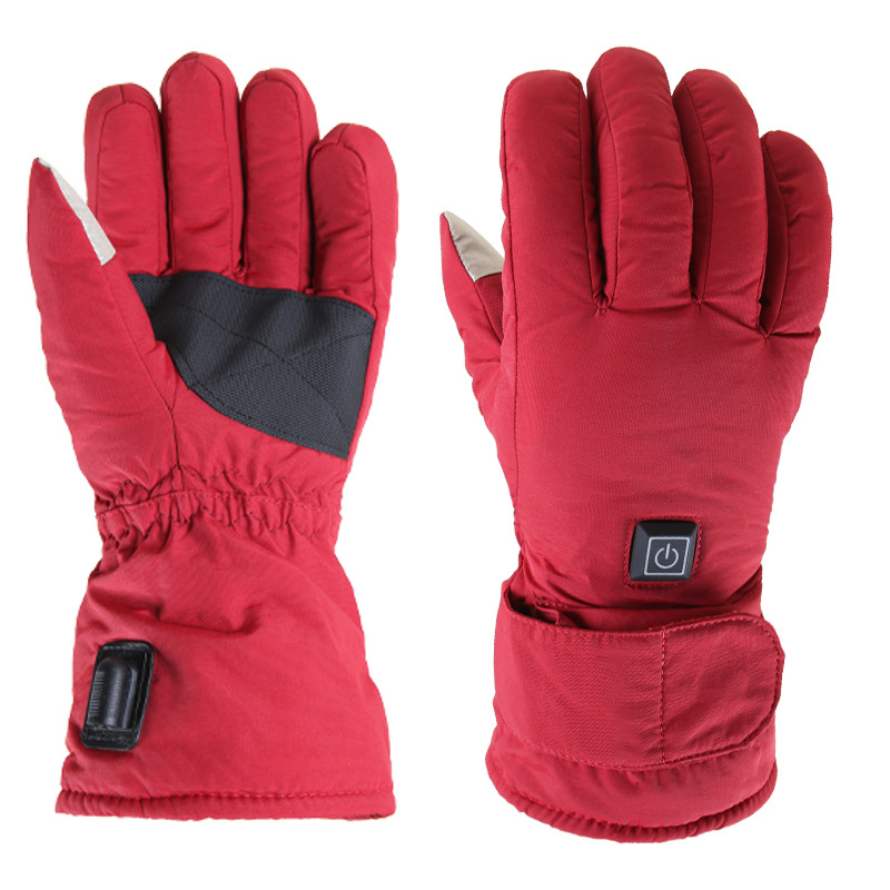 Women's red lithium battery charging heating gloves ski electric heating heating gloves